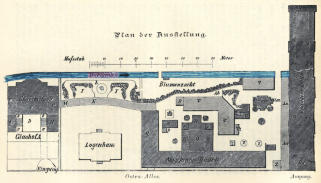 Der Weißeritzmühlgraben auf einem Orientierungsplan zur Sächsischen Gewerbeausstellung im Herzogin Garten, vom 15. Juni bis 15. September 1875, aus: Chronik des Gewerbevereins zu Dresden, Festschrift, 1884