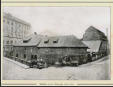 Kuttelhof rückwärtig zur Gerbergasse mit Brücke über den Mühlgraben links, Palmgasse rechts, um 1880